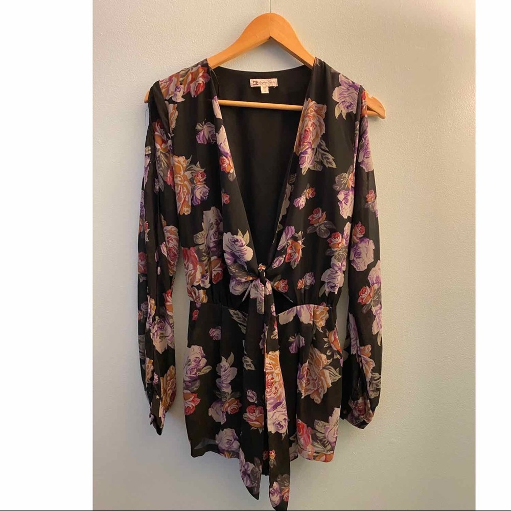 - Cotton Candy Black Floral Romper